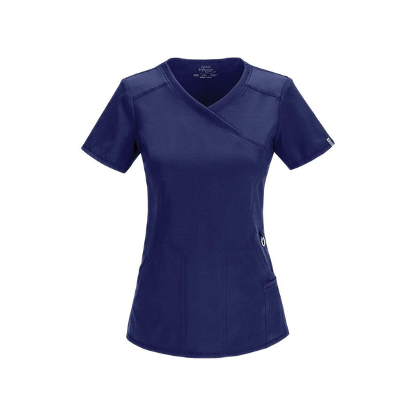 Cherokee Scrub Top Infinity Mock Wrap Top Navy Top