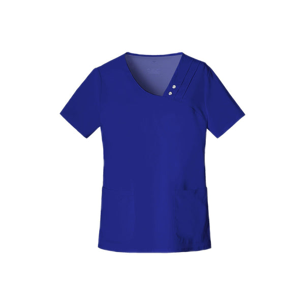 Cherokee Scrub Top Luxe Crossover V-Neck Pin-Tuck Top Galaxy Blue Top