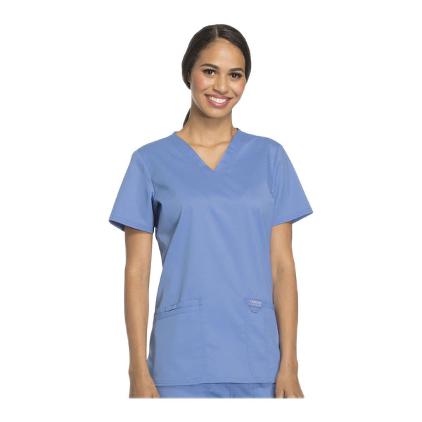 Cherokee Scrubs Workwear WW620 WW Revolution Top Modern Classic Ciel Blue Top