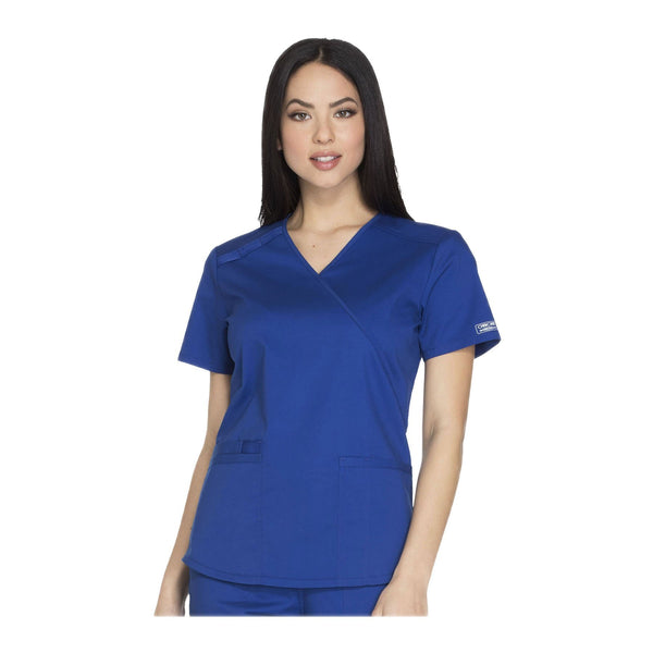 Cherokee Scrubs Workwear Top WW Core Stretch Mock Wrap Top Galaxy Blue Top