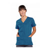 Cherokee Workwear Top WW Snap Front V-Neck Top Caribbean Blue Top