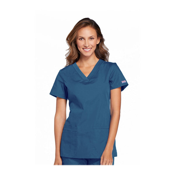 Cherokee Workwear Top WW V-Neck Top Caribbean Blue Top