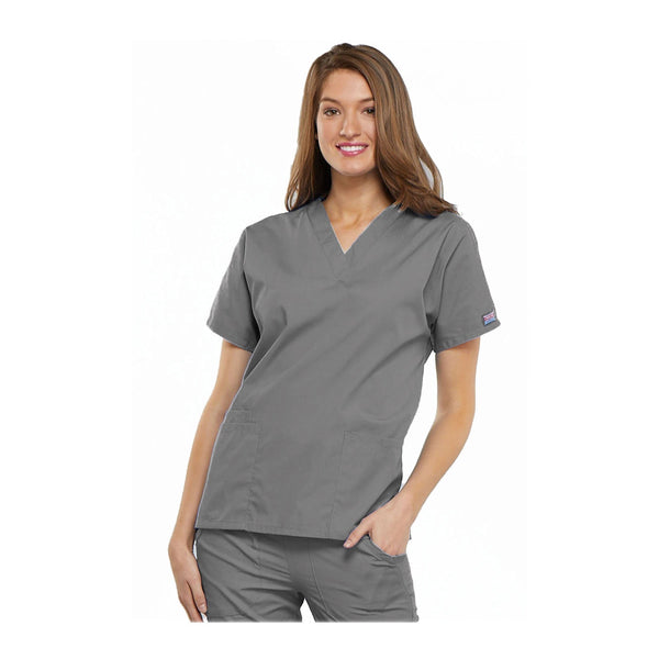 Cherokee Workwear Top WW V-Neck Top Grey Top