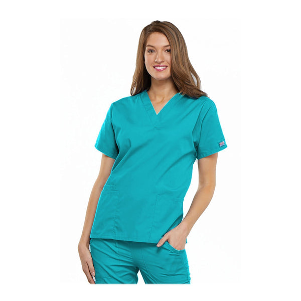 Cherokee Workwear Top WW V-Neck Top Turquoise Top