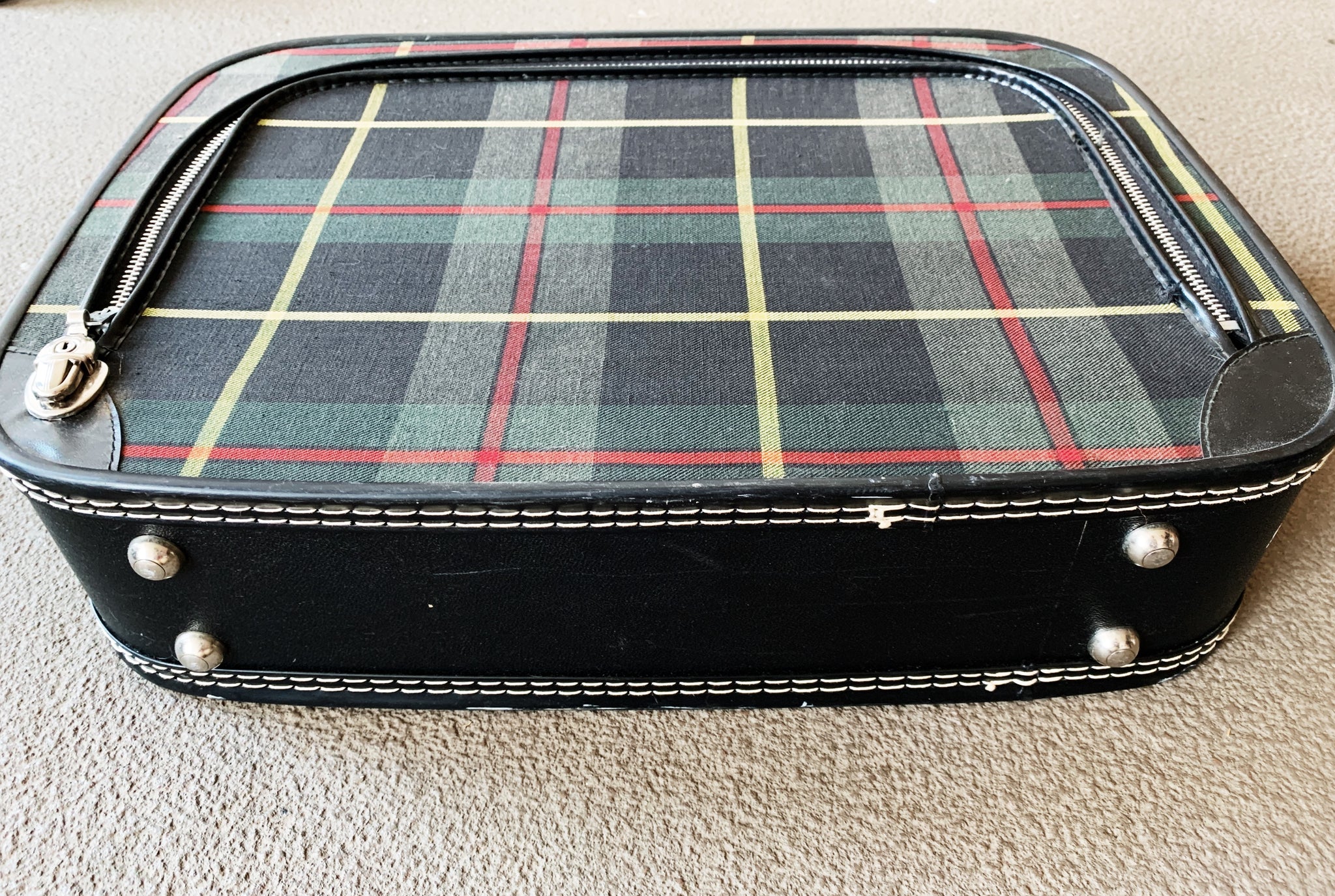 vintage plaid suitcase