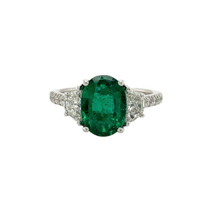 Oval Emerald & Half Moon Diamond Ring – Pico Jewelry
