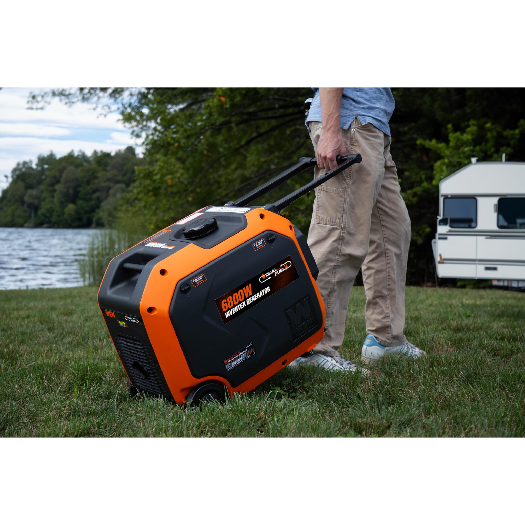 WEN DF680iX Quiet 6800-Watt Dual Fuel RV-Ready Electric Start Portable Inverter Generator with Fuel Shut Off and CO Watchdog for Electric Vehicle Backup - Image 6