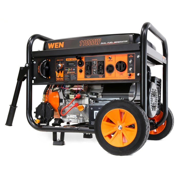 WEN DF1100X 11000-Watt 120-Volt/240-Volt Dual Fuel Transfer-Switch Ready  Electric Start Portable Generator with Wheel Kit and CO Shutdown Sensor