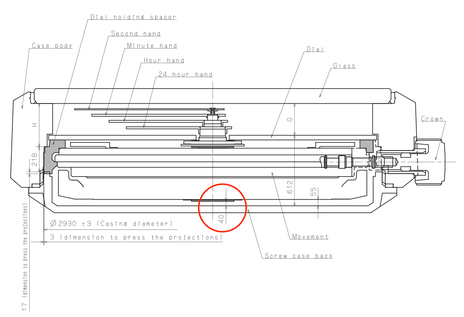 Rotor a zadní pouzdro SEIKO NH34