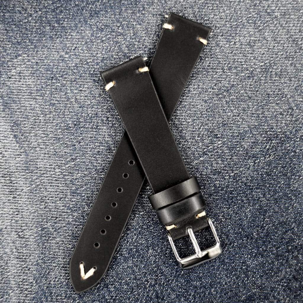 Black Vintage Watch Strap | Genuine Leather - Lucius Atelier