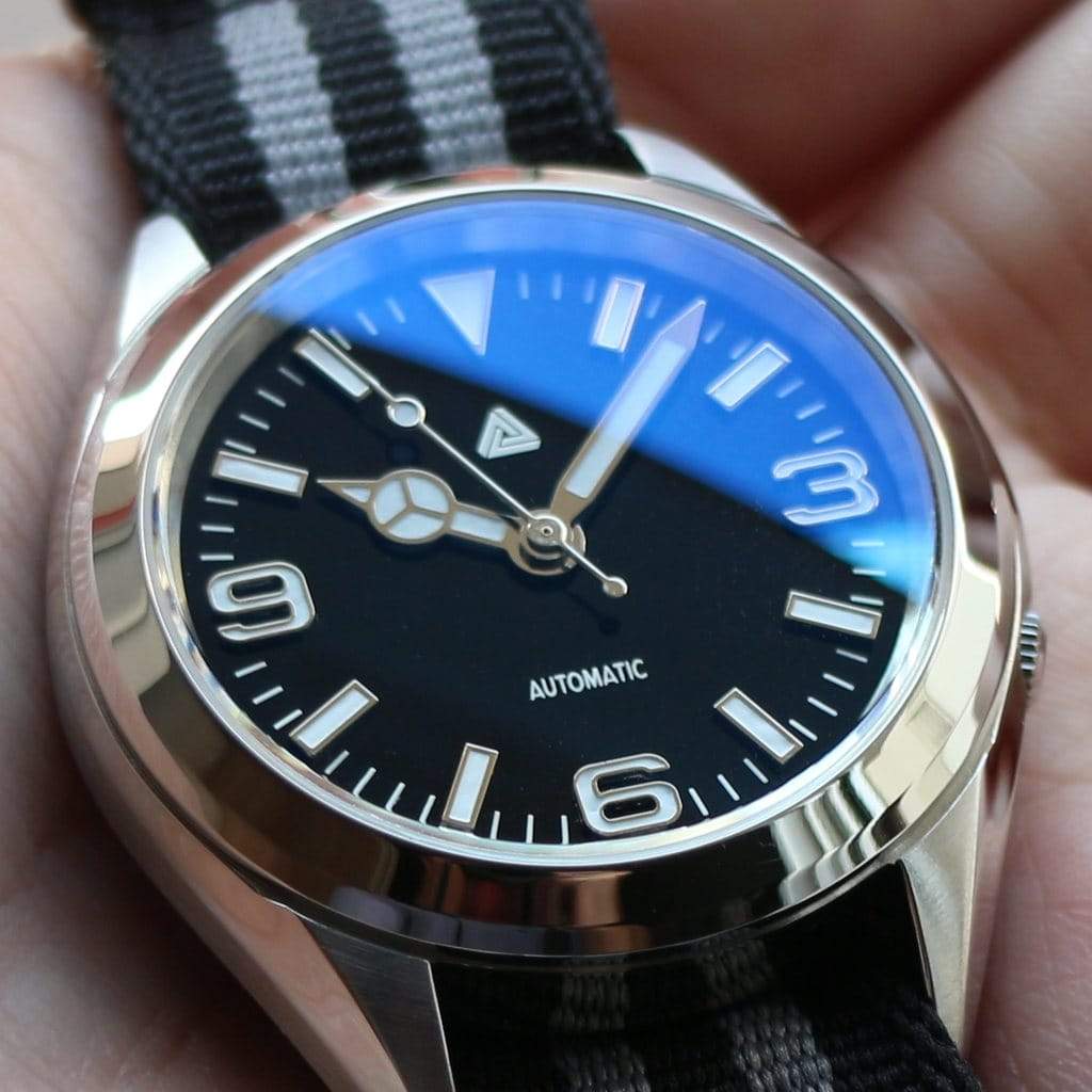 Black Enamel Explorer Dial | BGW9 Blue Lume - SEIKO Mod Part - Lucius  Atelier