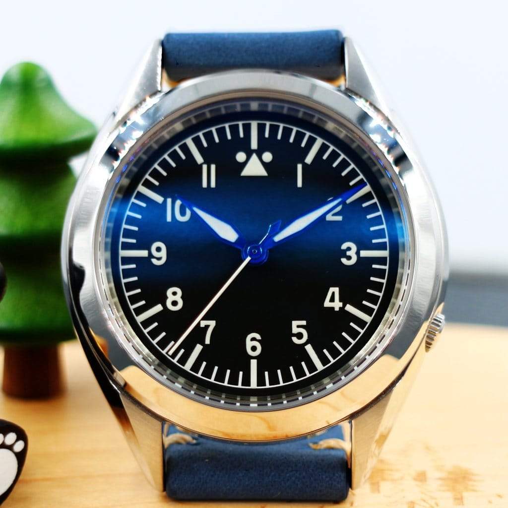 Black Pilot Flieger Dial | BGW9 Blue Lume - SEIKO Mod Part - Lucius Atelier