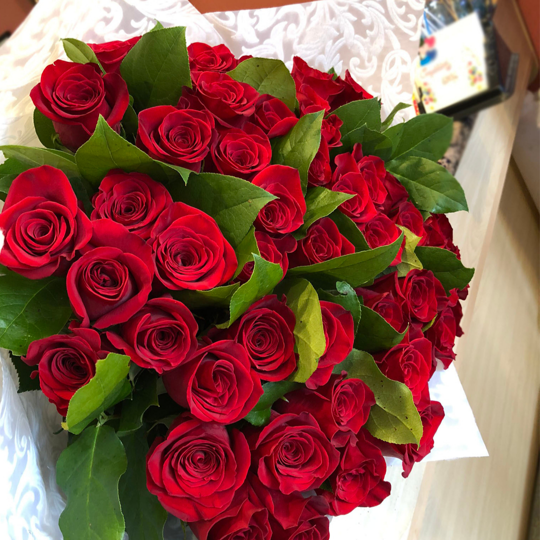 50 Red Rose Bouquet Mariams Flowers 9216