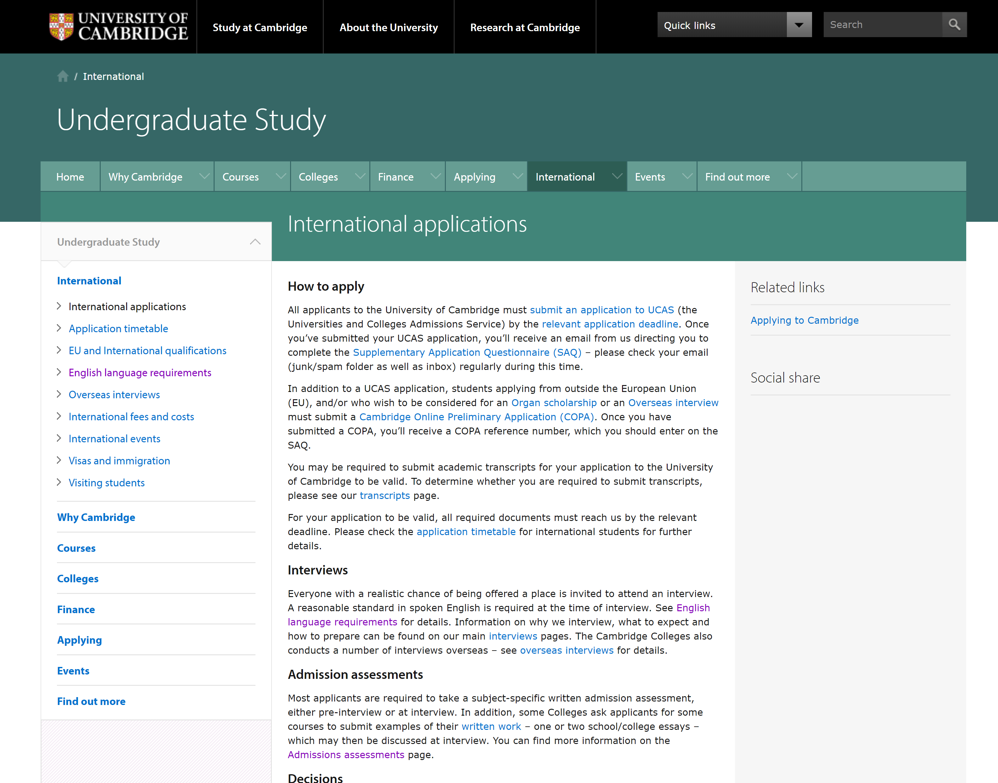 Cambridge website