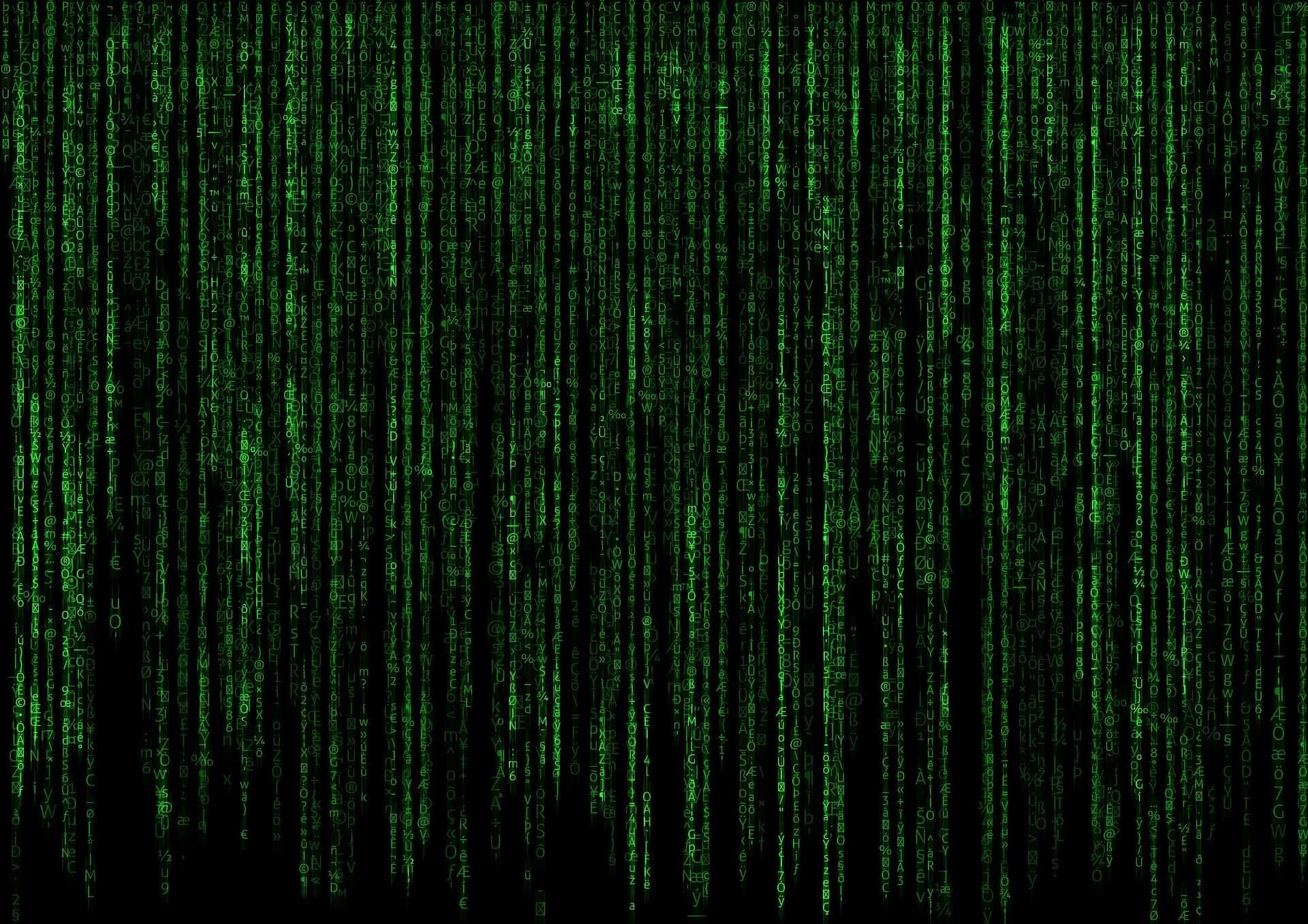 Green data cascading down the screen, matrix style