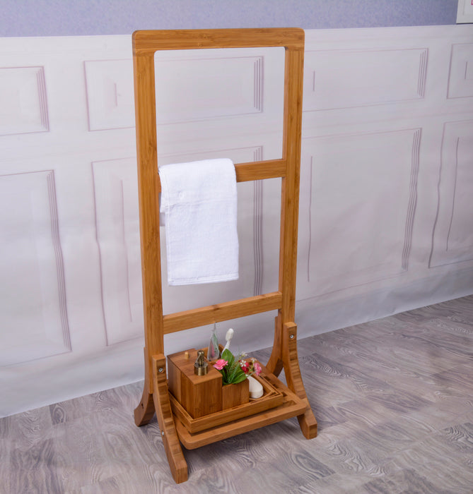 bamboo/teak ladder towel rack