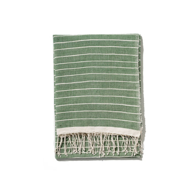 Icons Cotton Twill Waffle Striped Kitchen Towel, Sage Green/White