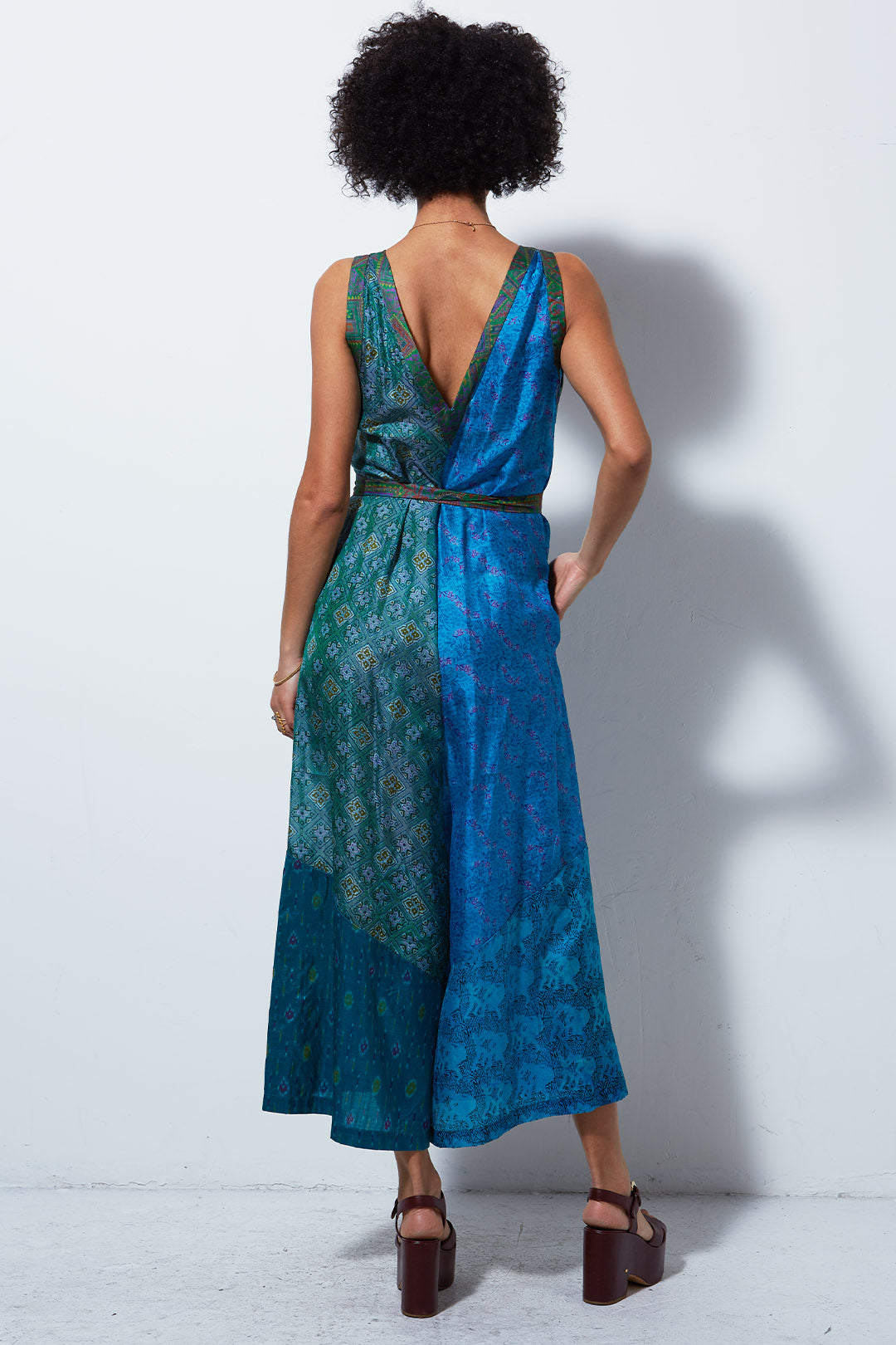 AMBASSADOR VINTAGE SARI JUMPSUIT, OCEAN