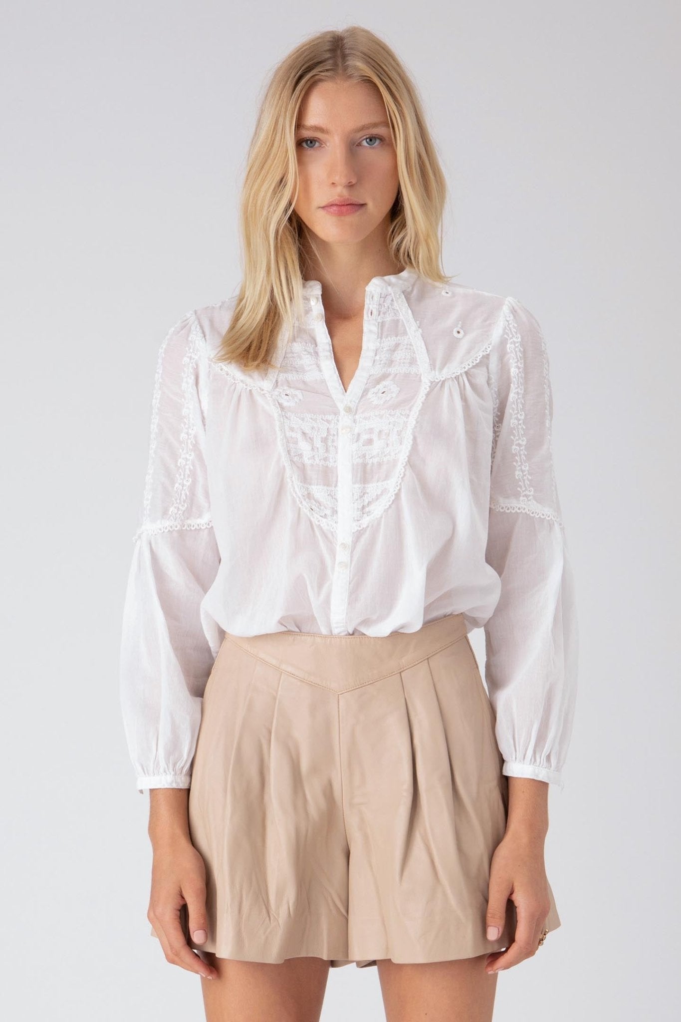 ATHENA LONG SLEEVE TOP, WHITE - Burning Torch Online Boutique product image