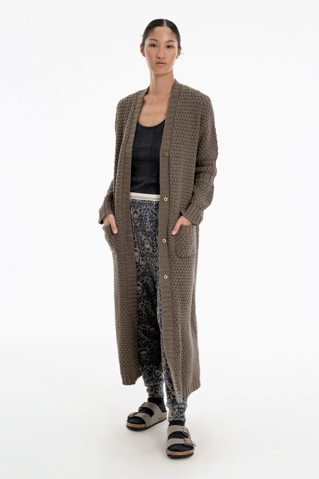 HONEYCOMB LONG CARDIGAN, CYPRESS - Burning Torch Online Boutique product image