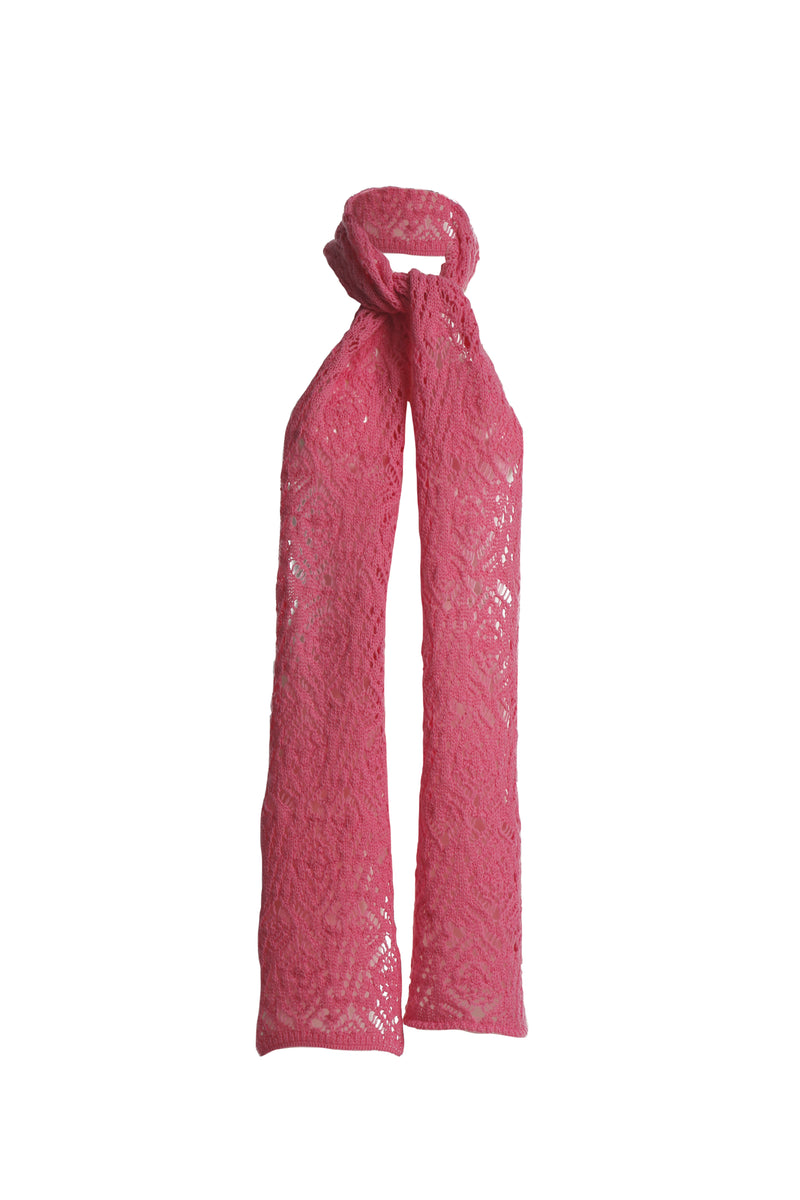 CORTINA PINK CROCHET WOOL SCARF – GRETA BOLDINI