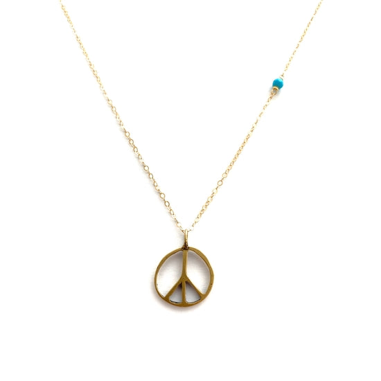 CLP Jewelry - Peace Sign on Gold Fill Chain Necklace (Bronze/Gold)