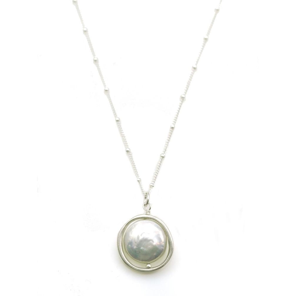 Philippa Roberts - Grace Open Circle with Large Pearl Necklace (Silver)