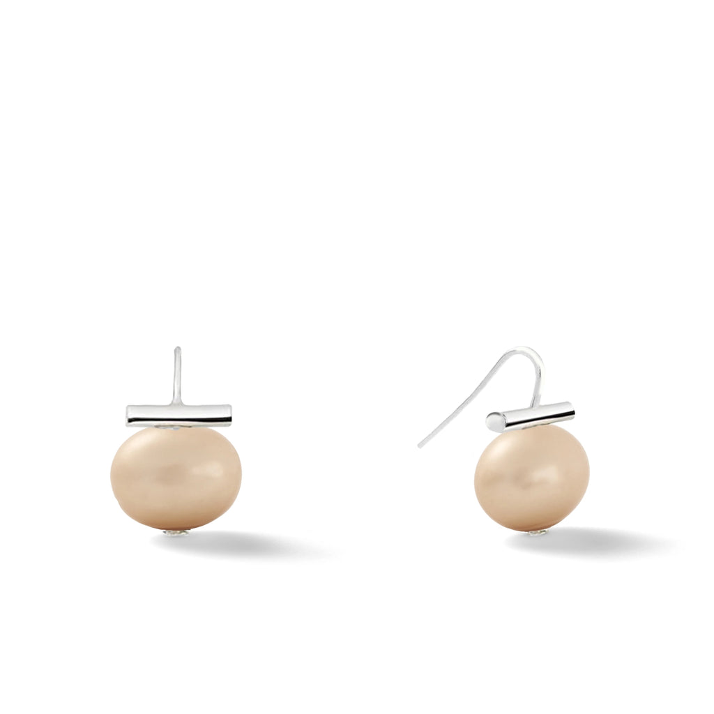 CC & CO by Catherine Canino - Classic Medium Pebble Pearl Earrings (Cafe au Lait/Sterling)