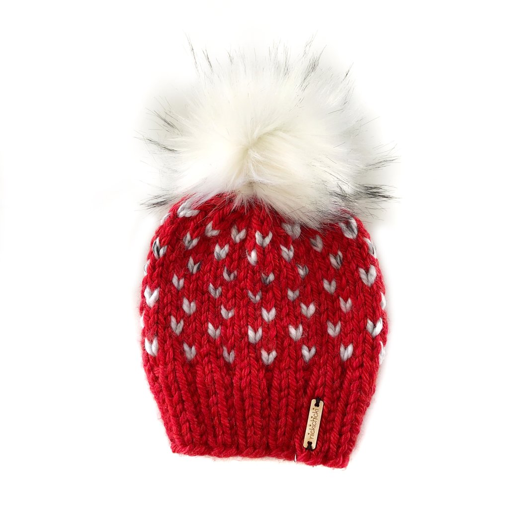 Nicki Chicki - Tiny Hearts Faux Fur Beanie Hat (XOXO)