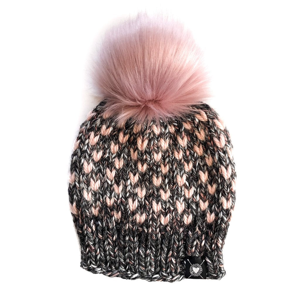 Nicki Chicki - Tiny Hearts Faux Fur Beanie Hat (Blushing Rose)