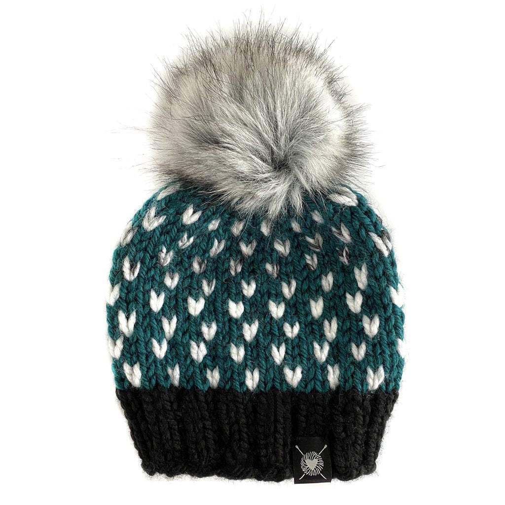 Nicki Chicki - Tiny Hearts Faux Fur Beanie Hat (You're a Gem)