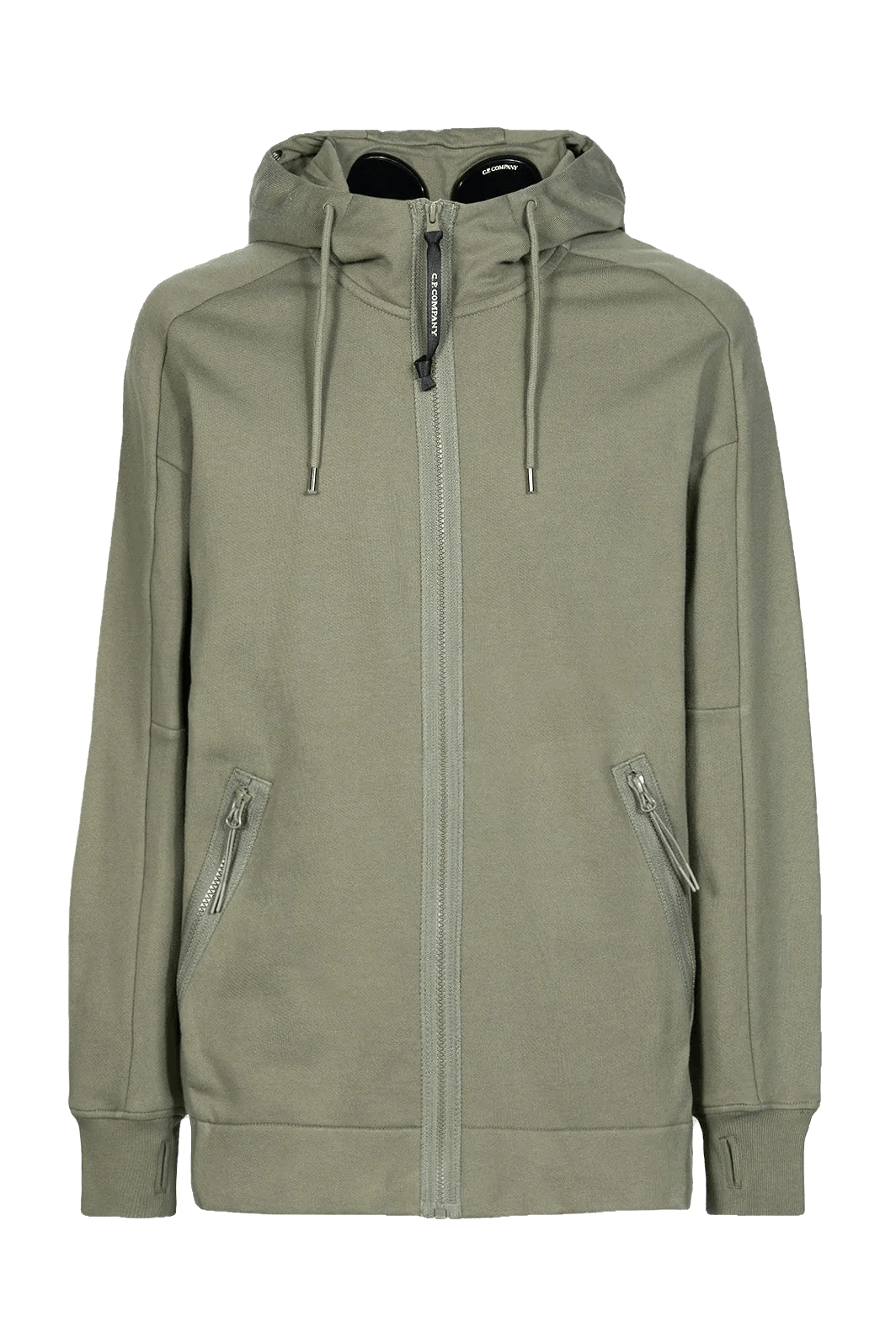 C.P Company Diagonal Raised Fleece Goggle Hoodie Bronze green – Lothaire