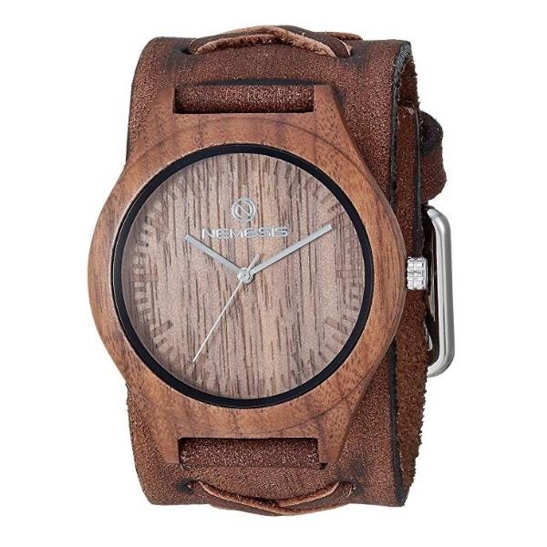 Star Black/Silver Natural Wood Watch with Distressed Black Leather