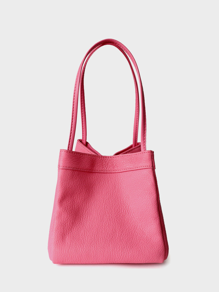 Top Handle Soft Leather Basket Bag Bucket Tote Bag - POPBAE