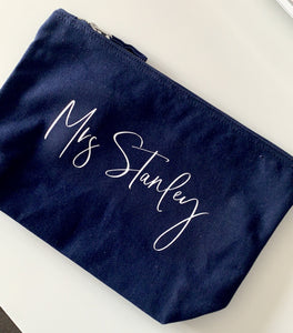 Personalised canvas clutch bag