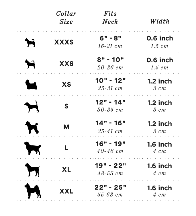 Collar Size Chart For Dogs