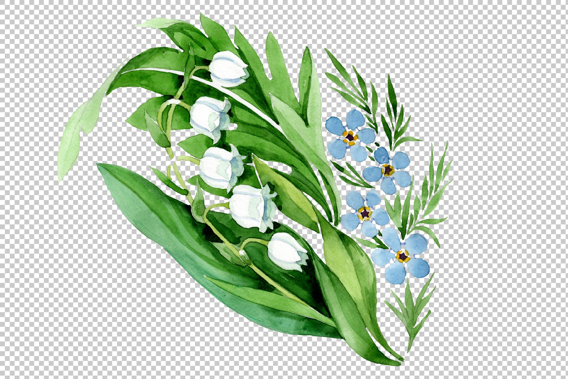 lily of the valley forget me not bouquet