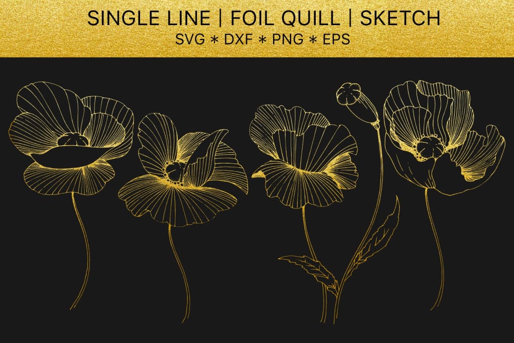 Download Foil Quill Svg Golden Crystals Single Line Design Watercolorpng