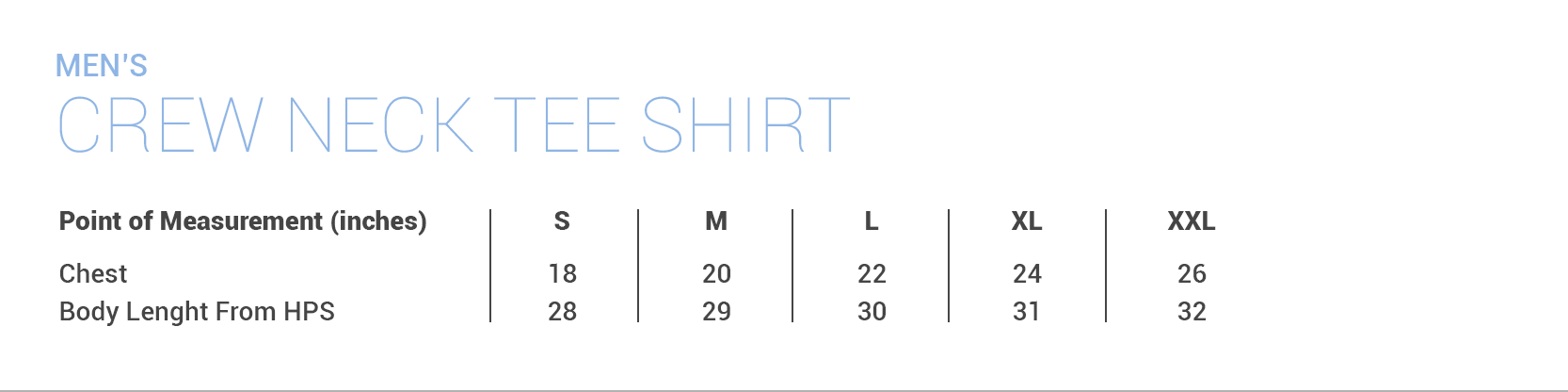 Mens Measurement Chart