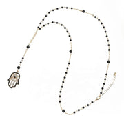 Long Rosary Hamsa Necklace