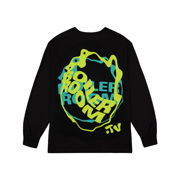 Waved Logo LS T-Shirt Black - BOILER ROOM