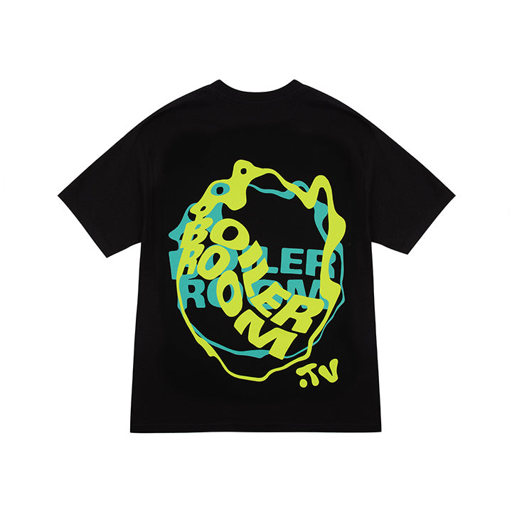 Waved Logo T-Shirt Black - BOILER ROOM