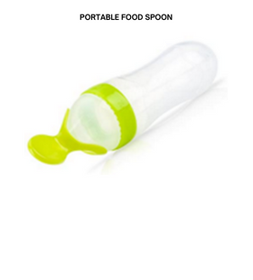 Mega babies features portable food spoon.