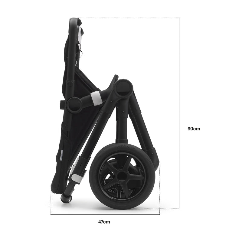 The Bugaboo Fox Stroller from Mega babies has a self-standing mode when folded.