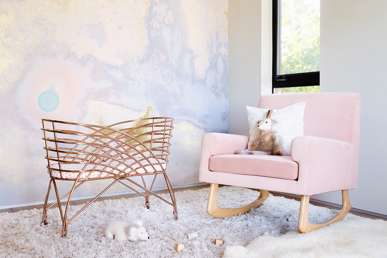 rose gold baby room