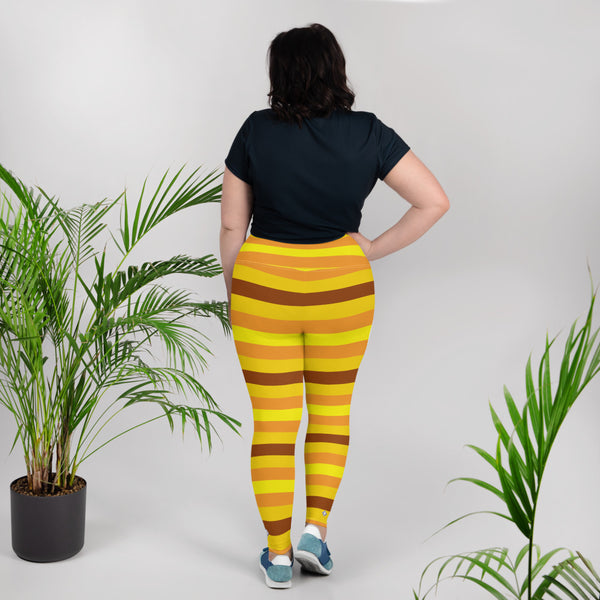 Women's High Waist Plus Size Striped Honey Comb Leggings Yoga Pants