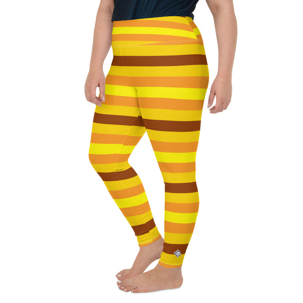 Women's High Waist Plus Size Striped Honey Comb Leggings Yoga Pants