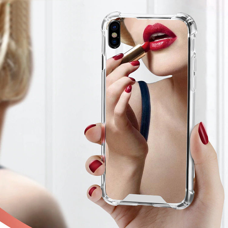 woman using mirror case