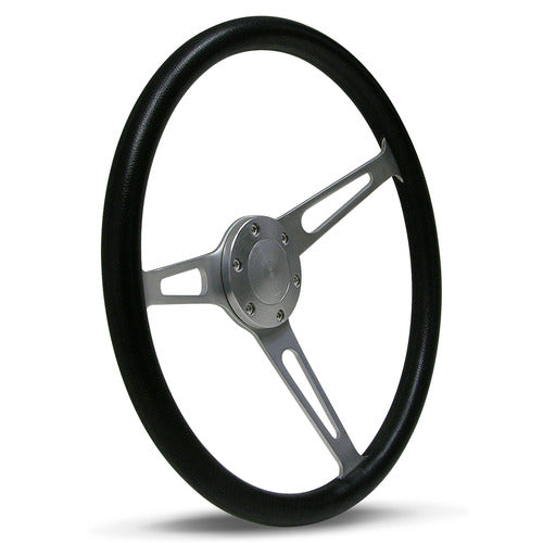 Steering Wheel 15" Classic Series Poly Grip Brushed Alloy Slotted Spokes