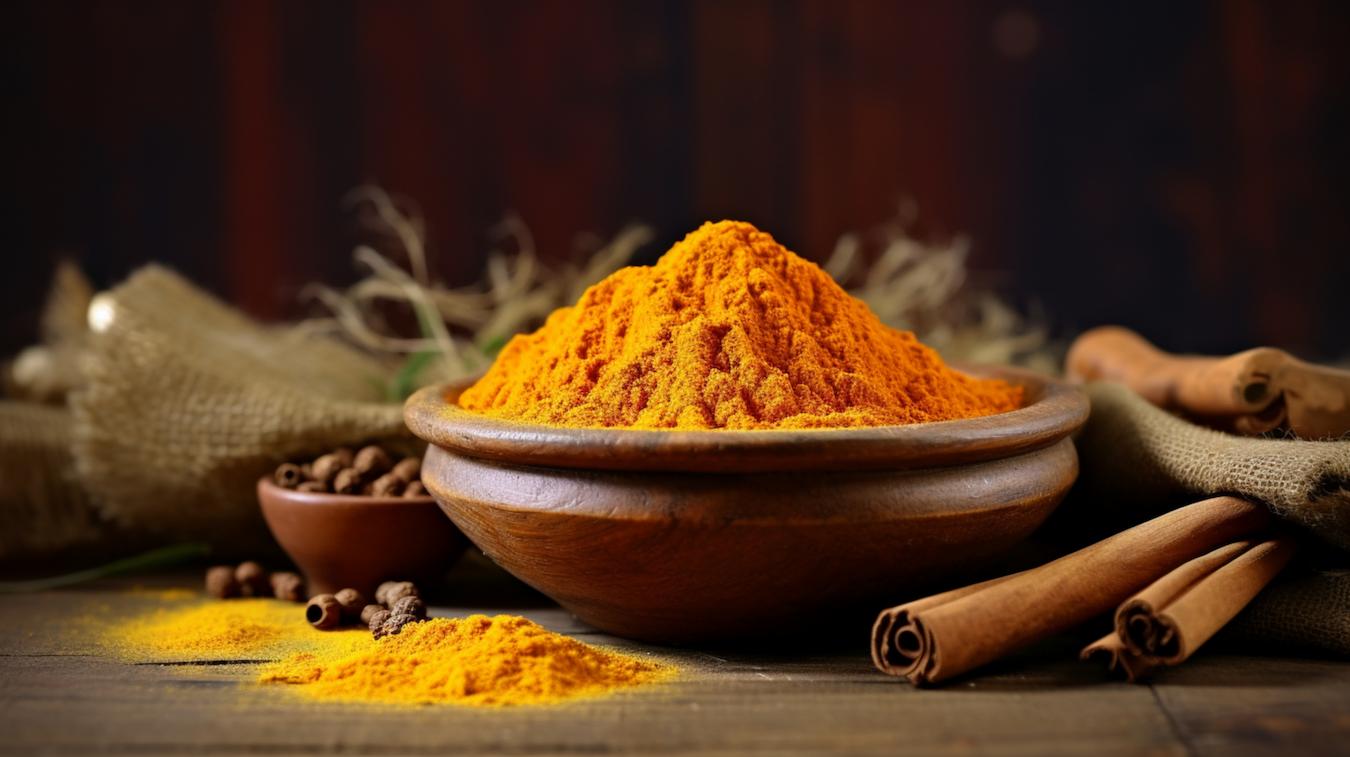 powdered turmeric in a bowl surrounded by cinnamon sticks ginger tea recipe lemon juice ginger root fresh ginger tea drink ginger tea good ginger flavor